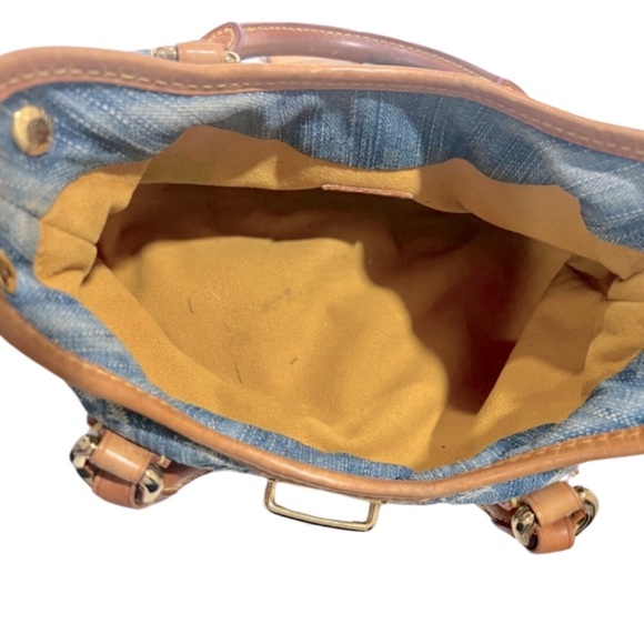 Louis Vuitton Monogram Denim Pleaty Bag Blue Vachetta Trim Handbag with receipt - Picture 12 of 17